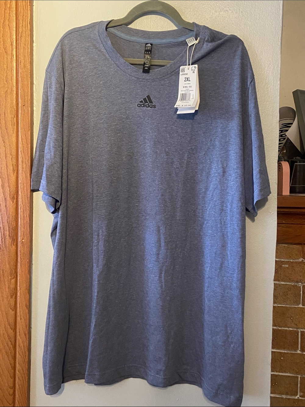 adidas Men’s Heather Navy Short-Sleeve Crew Tee 2XL NWT